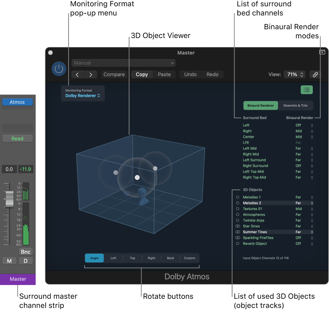 Figure. Dolby Atmos plug-in window.