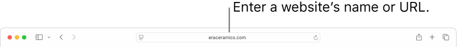 The Safari Smart Search field, where you can enter a website’s name or URL.