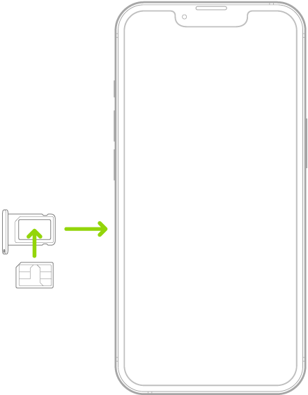 iPhone પર ટ્રેમાં SIM ઇંસર્ટ કરતી વખતે; કોણીય ખૂણો ઉપરનો ડાબો ખૂણો હોય છે.